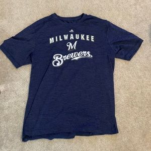 Navy Blue Large Milwaukee Brewers Athletic Tee
